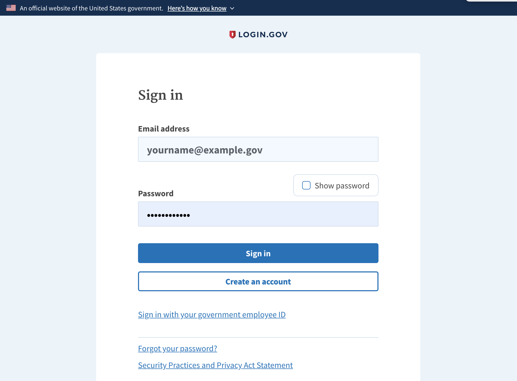 Creating a Login.gov Account